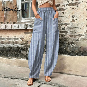 Breezy Striped Elastic Waistband Pants
