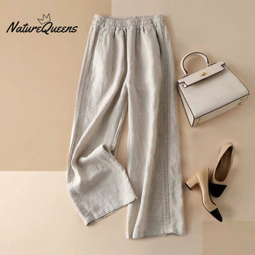 Summer thin cotton linen wide-leg pants