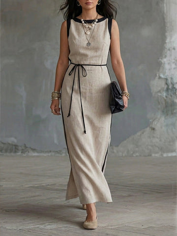 Casual Linen Cotton Button Dress