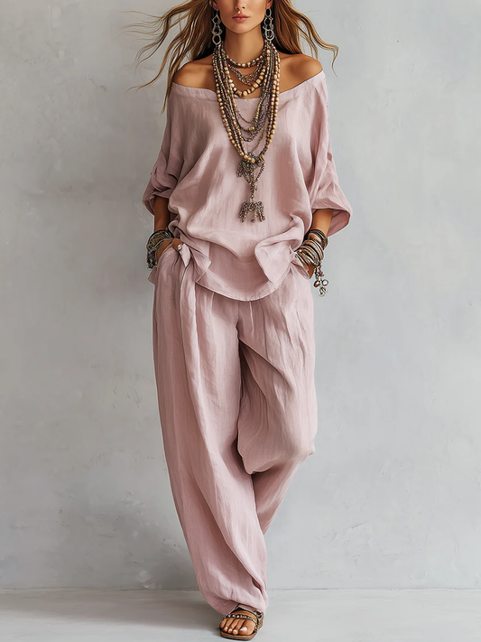 Casual Cozy Loose Linen Cotton Two-piece Set